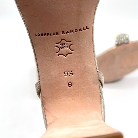 LOEFFLER RANDAL Shay Rhinestone Ankle Strap Sandal Women 9.5 Gold Silver Leather - Picture 8 of 11